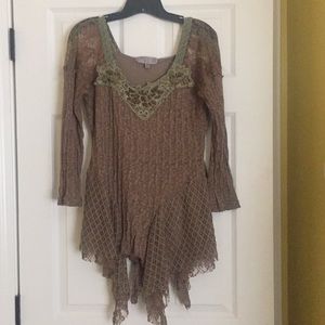 Shabby Chic Linen/Lace Tunic